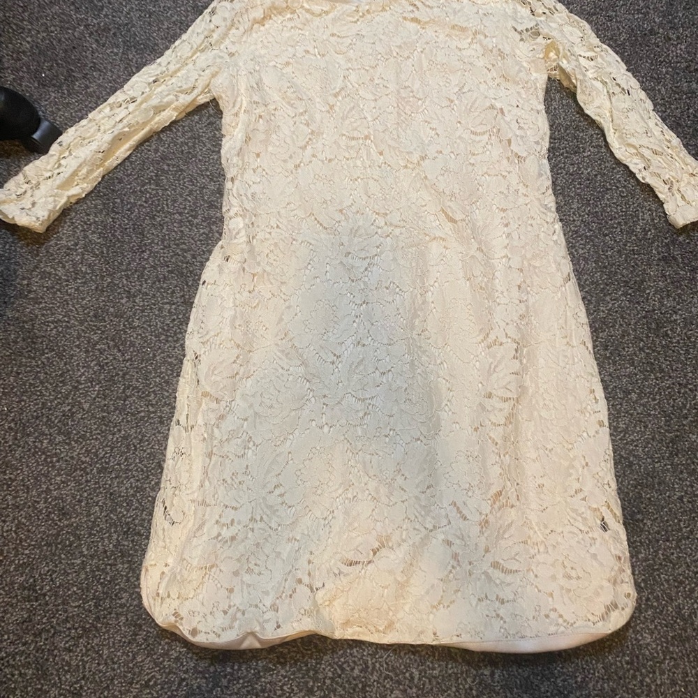 Vince Camuto Cream Lace Long Sleeve Dress